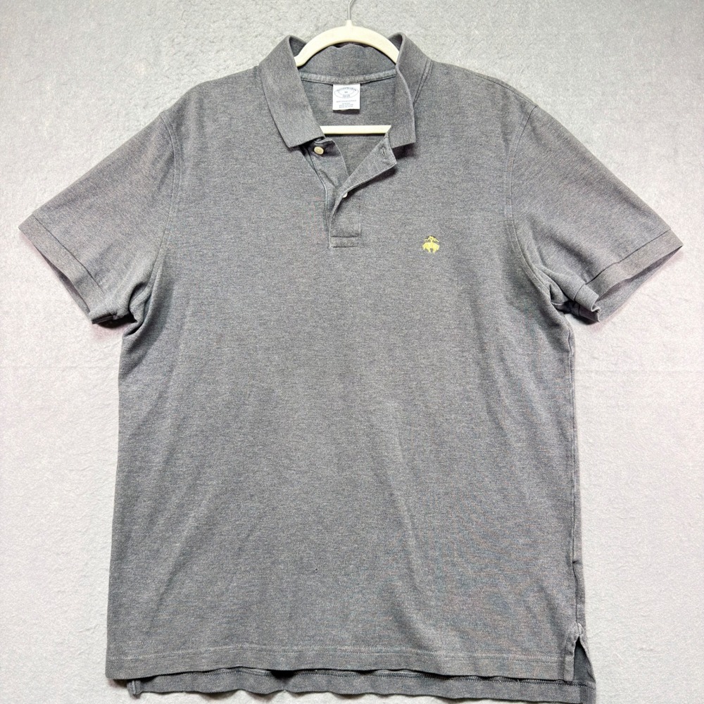 Brooks Brothers 1818 Performance Polo Shirt Mens XL Slim Fit Grey Cotton Pique